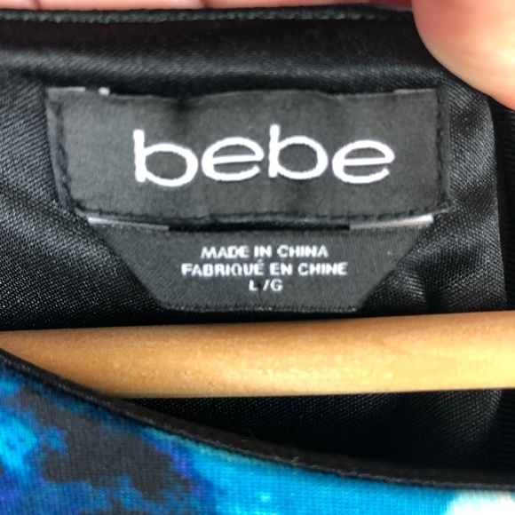 Bebe ink blot dress in blues & greens & black arms - Picture 4 of 5